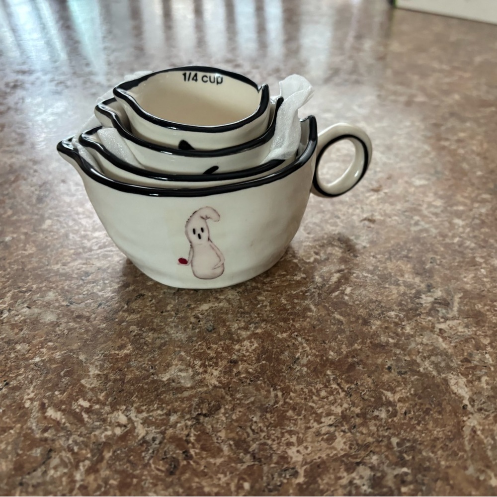 VHTF Kathy Diep Decor Snob Halloween Ceramic Measuring Cups Highly Collectible